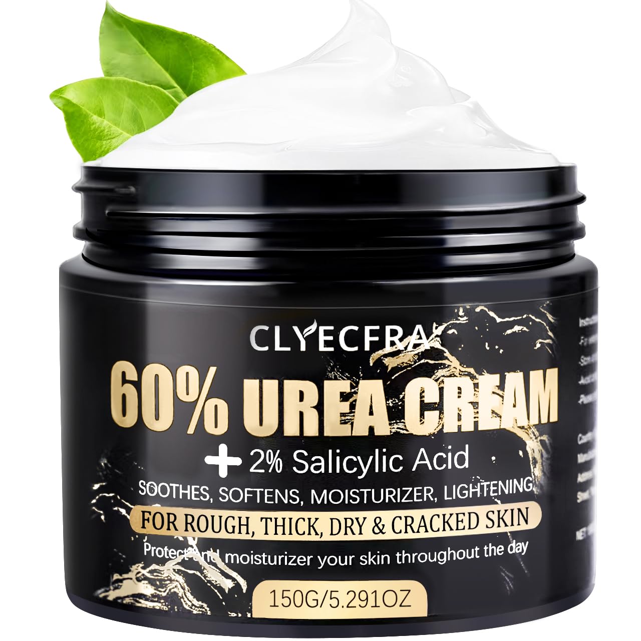 Clyecfra 60% Urea Cream with 2% Salicylic Acid, Urea Cream 60 Percent for Feet & Hands- Maximum Strength Moisturizer for Rough, Dry, Thick & Cracked Skin, Callus Remover, Deep Hydration, 150g