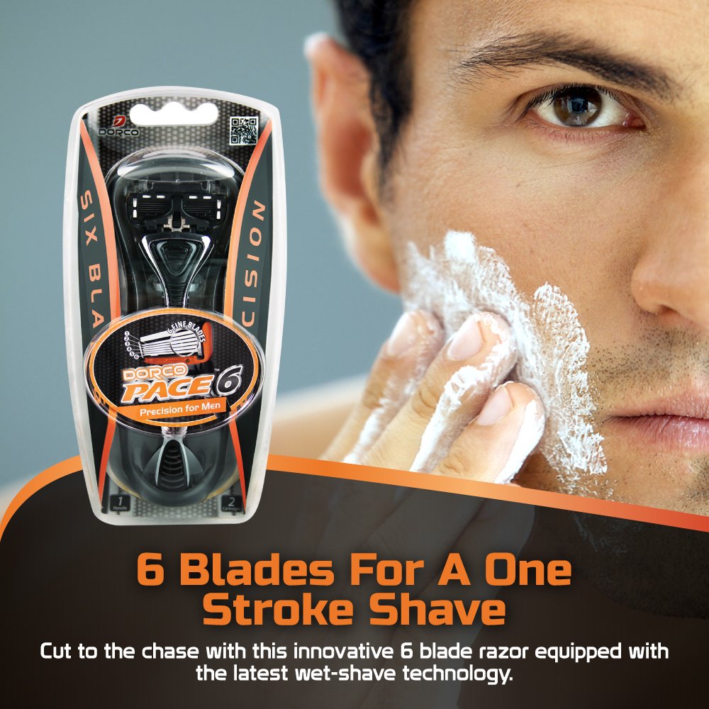 Dorco Pace 6- Six Blade Razor Blade System - Value Pack (10 Pack + 1 Handle)