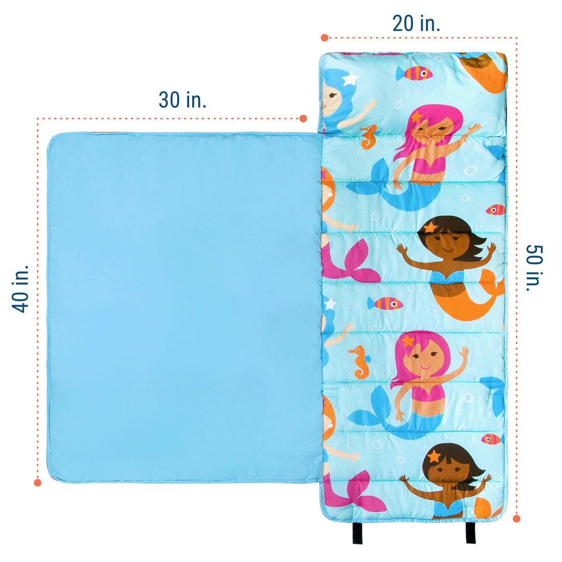 Wildkin Kids Microfiber Nap Mat – Soft Sleep Mat with Pillow, Ideal for School & Travel - Mermaid