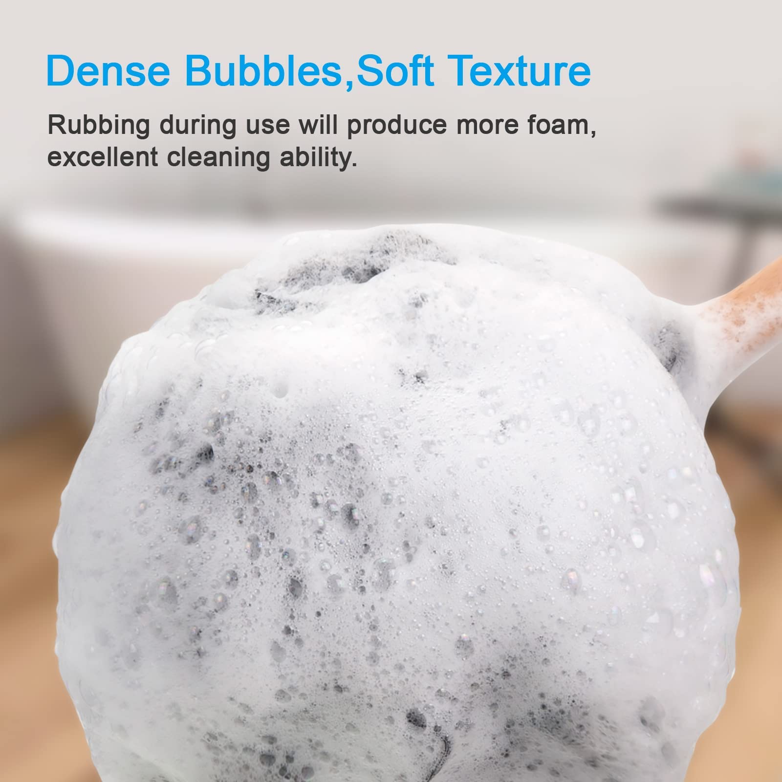 AmazerBath Shower Sponge Loofah Back Scrubber, PE Soft Mesh Loofah Body Scrubber with Long Wooden Handle, Bath Sponge for Men Women (Black)