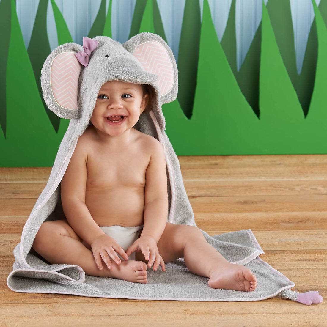 Baby Aspen Splish Splash Elephant Bath Hooded Towel/Baby Robe, 0-9 Months