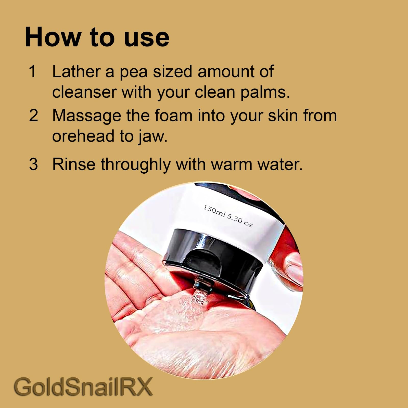 GoldSnailRX Advanced Snail Mucin Gel Cleanser, 5.07 Fl oz/150 ml Rich Daily Deep Cleansing for Dry & Sensative Skin Luxury Korean Skincare Not Tested on Animals No Parabens