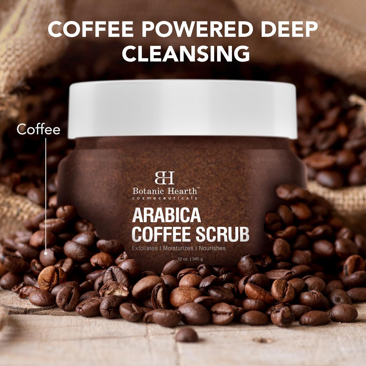 Botanic Hearth Arabica Coffee Body Scrub Exfoliating Body Scrub act as Body Exfoliator & helps with Moisturizing Skin, Acne, Cellulite, Dead Skin Scars, Wrinkles 12 oz