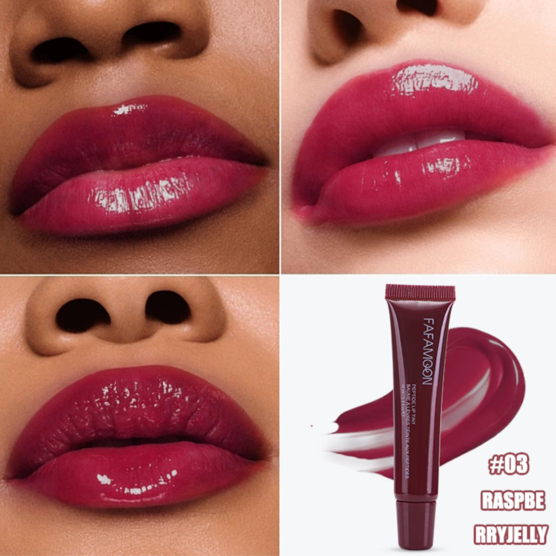 Glowy Balm Plumping Moisturizing for Dry Cracked Lips, Hydrating Mask Butter Nourishing Care Treatment Glossy Finish Non-sticky Tinted (03# Raspberry Jelly)