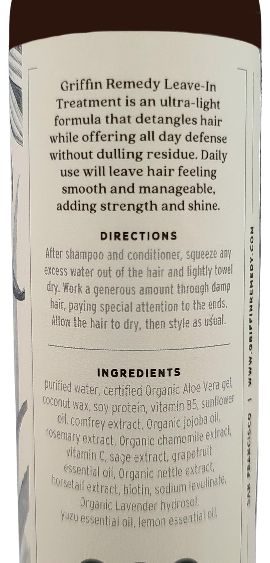 Griffin Remedy Leave-In Conditioner Treatment-Lightweight Moisture Formula to Smooth Frizz and Add Shine For All Hair Types-All Natural, Sulfate Free, Paraben Free, 8 fl oz