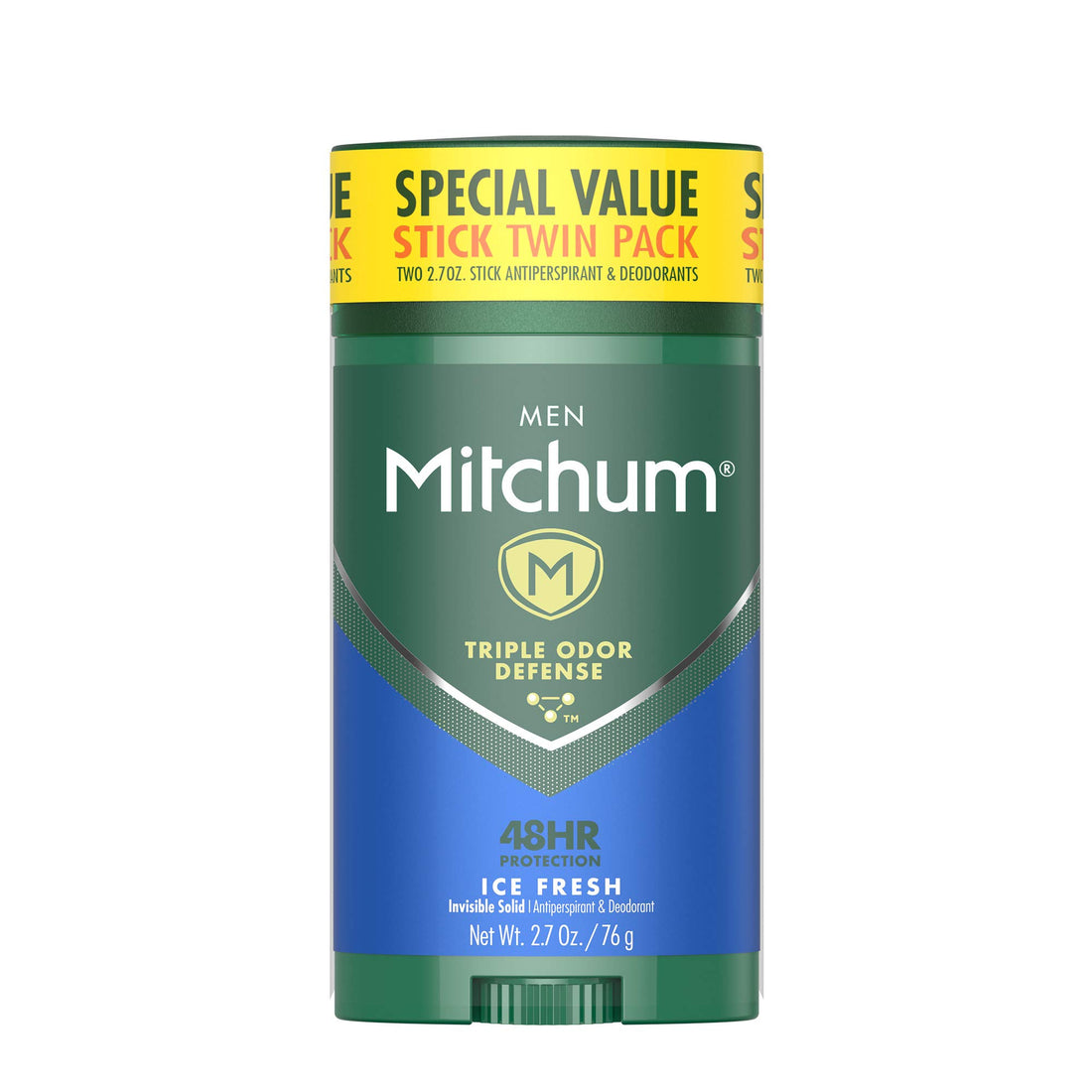 Mitchum Men's Deodorant, Antiperspirant Stick, Triple Odor Defense Invisible Solid, 48 Hr Protection, Dermatologist Tested, Ice Fresh, 2.7 Oz (Pack of 2)
