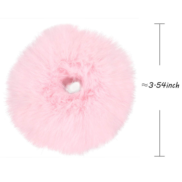 Set of 12 Fuzzy Furry Artificial Rabbit Fur Scrunchies Faux Fur Hair Band Rope Hair Holder Wristband Hair Ring Hair Tie Ponytail Holder Hair Accessories (Popular Mix Colors)