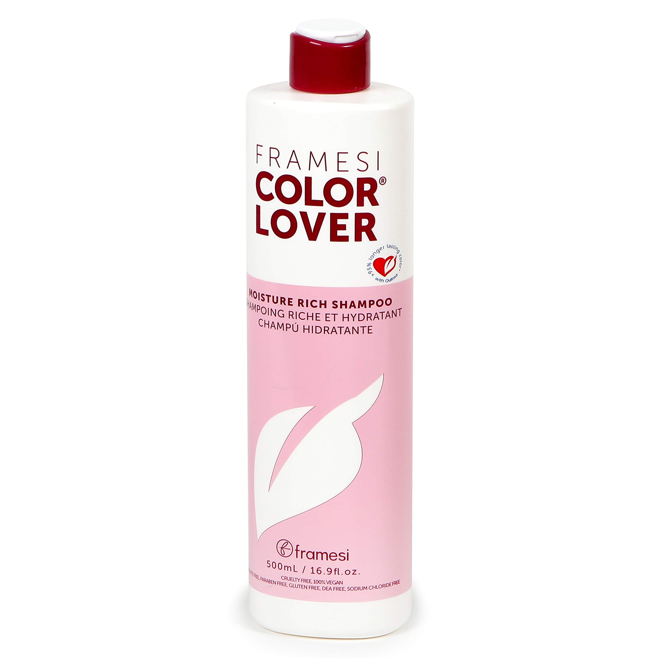 FRAMESI Color Lover Moisture Rich Sulfate Free Shampoo with Quinoa & Aloe Vera, Color Treated Hair, Fresh, 16.9 Fl Oz