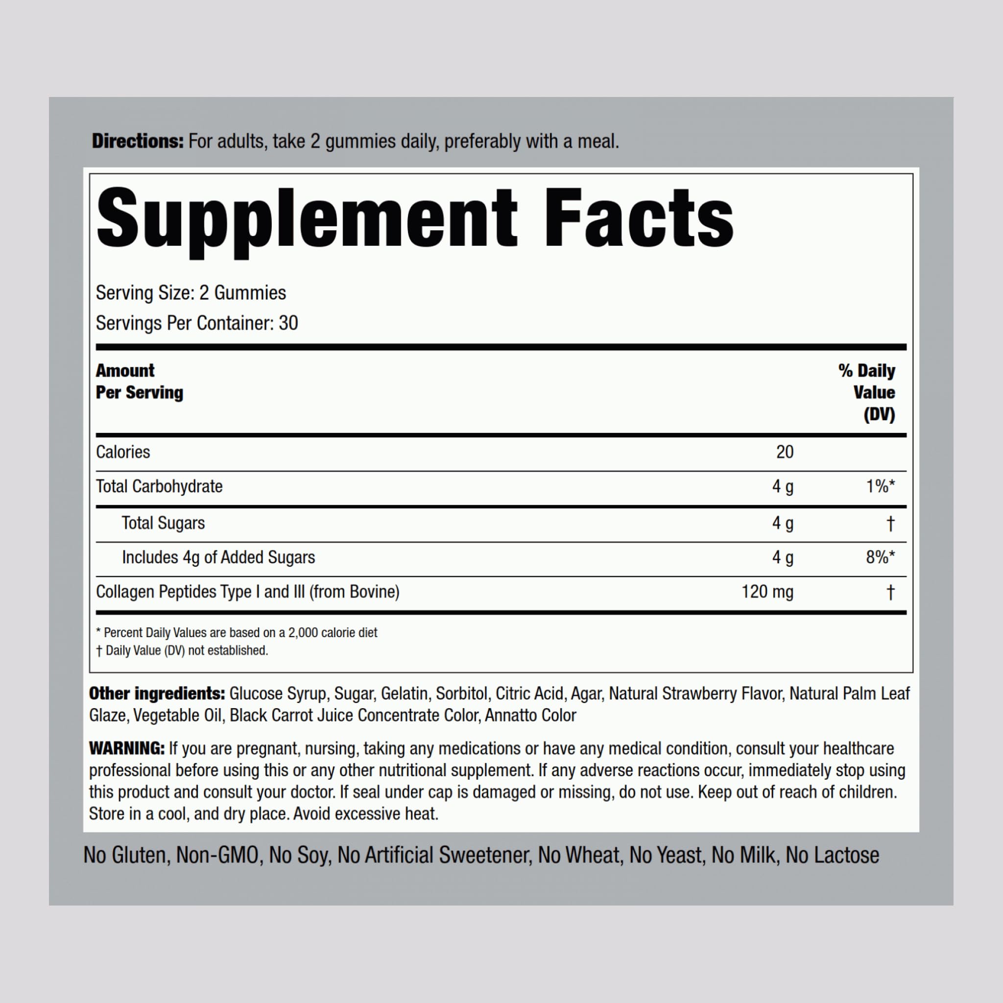 Piping Rock Collagen Gummies | 60 Count | Collagen Peptides Type 1 and 3 | Strawberry Flavor | Bovine Supplement | Non-GMO, Gluten Free