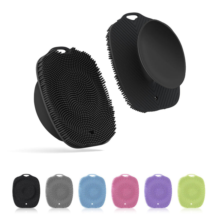 ARIOSOX, Soft Silicone Body Scrubber, Gentle Like a Hand Exfoliating Your Skin and Build Up Lather Easily, Back Large Suction Cup Easy to Store, Long-Lasting & Deep Clean (Black)