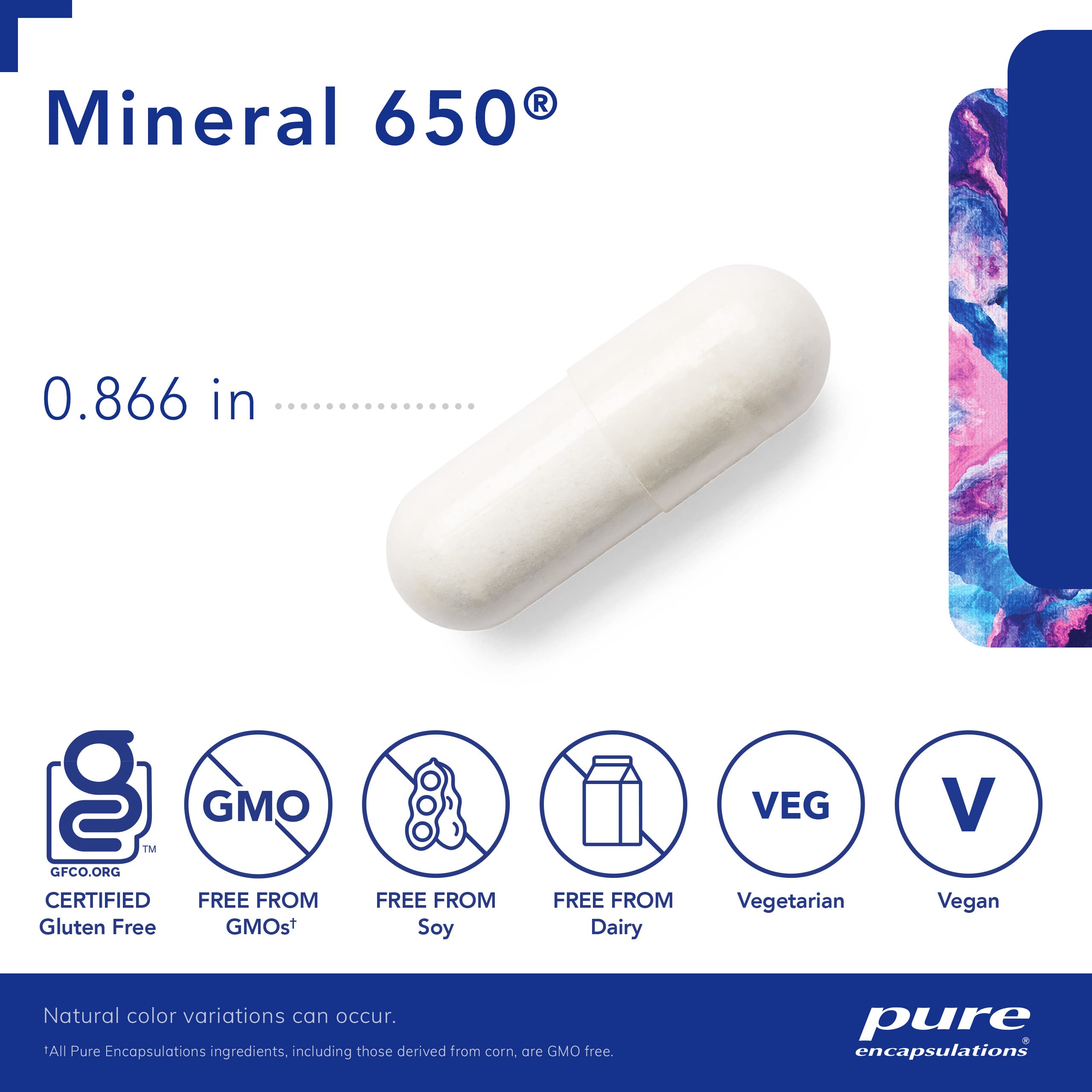Pure Encapsulations Mineral 650 | Hypoallergenic Combination of Balanced Chelated|Minerals | 180 Capsules