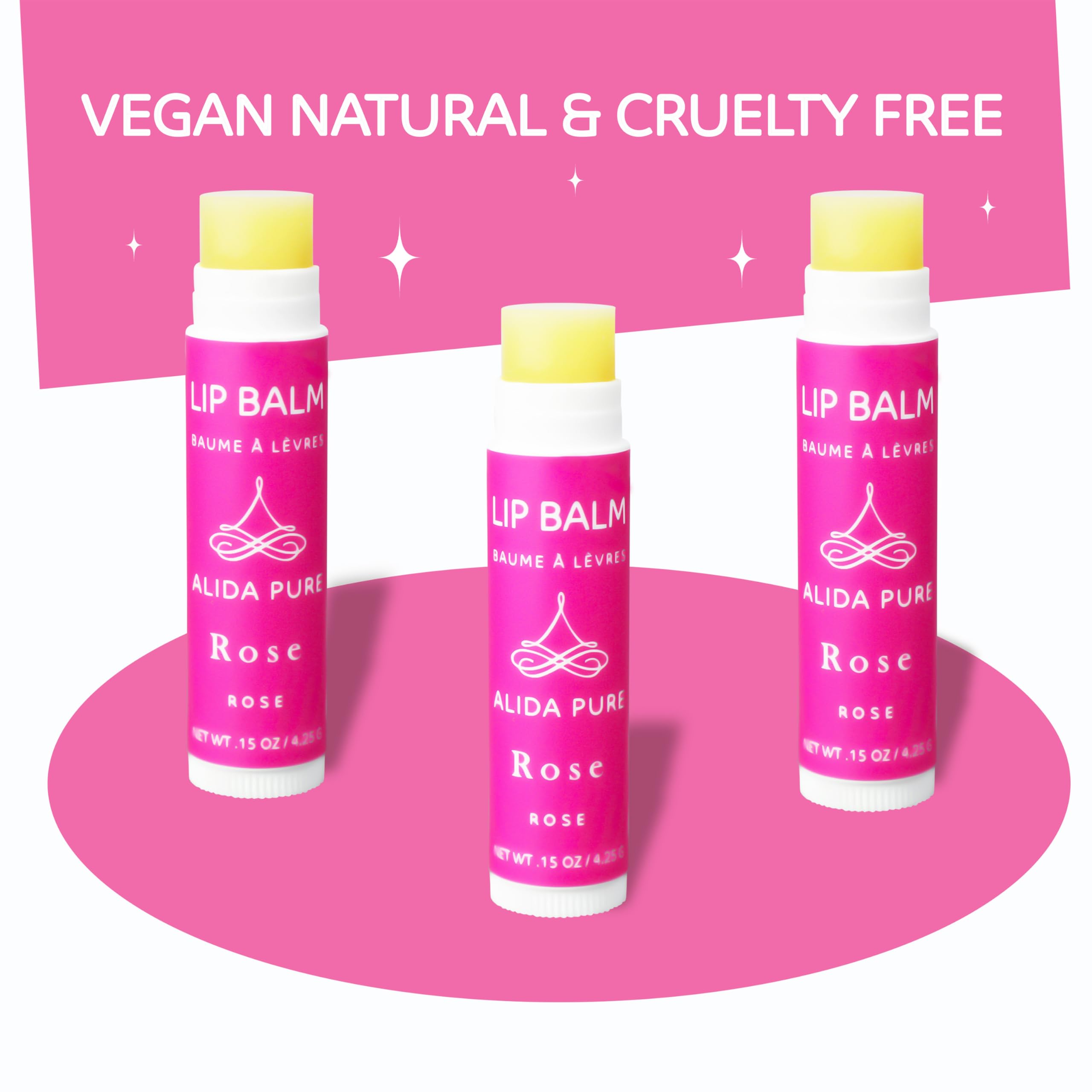 PURE + SIMPLE ROSE LIP BALM COLLECTION, VEGAN, SET OF 5 TUBES