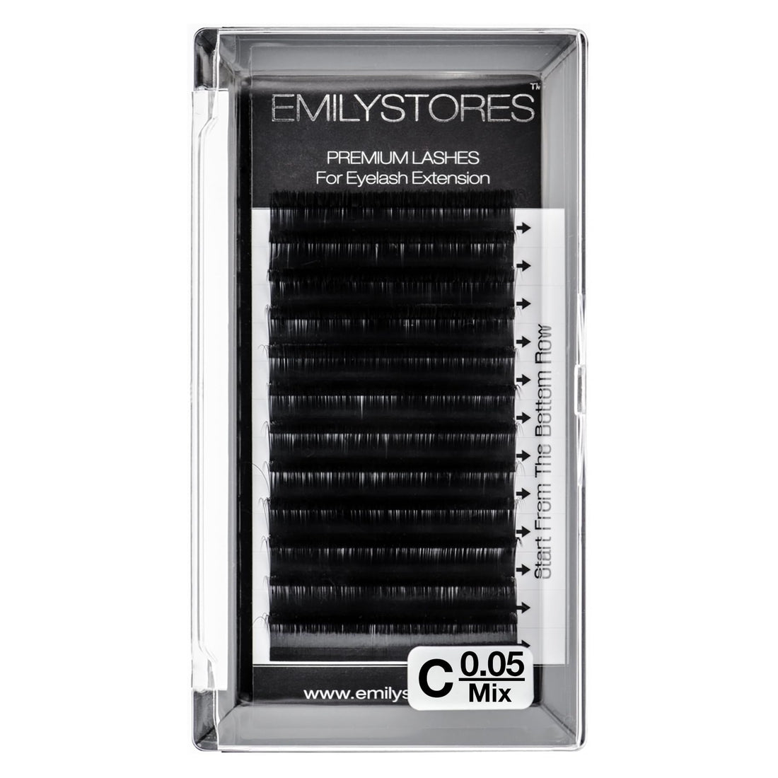 8-14MM Mixed : EMILYSTORES 0.05mm Thickness C Curl 8-14mm Mixed Length Lashes Silk Mink Eyelashes For Eyelash Extensions Assort Mixed Sizes One Tray
