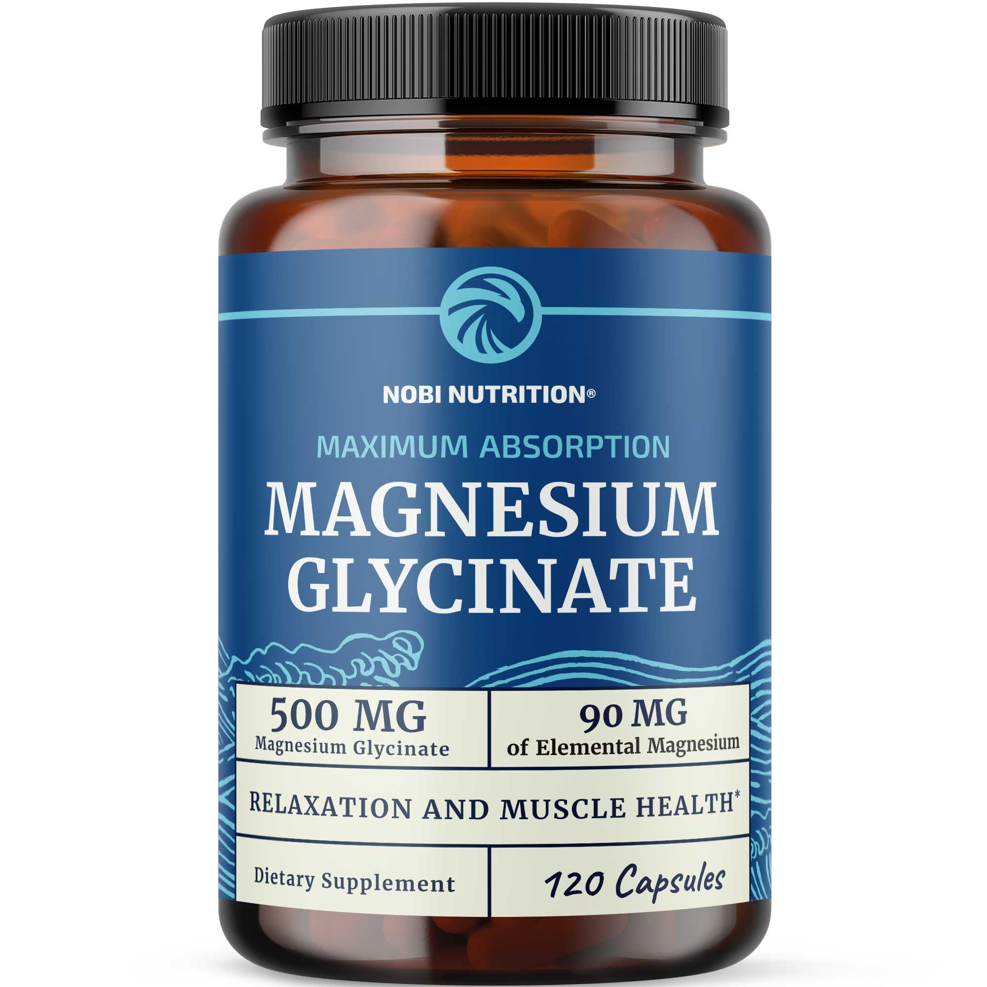 Magnesium Glycinate 500mg | Chelated for High Absorption | Muscle Relaxation, Bones, Heart, Nerve, Sleep & Calm Support for Women & Men | Magnesium Chelate Supplement & Bisglycinate Complex | 120ct