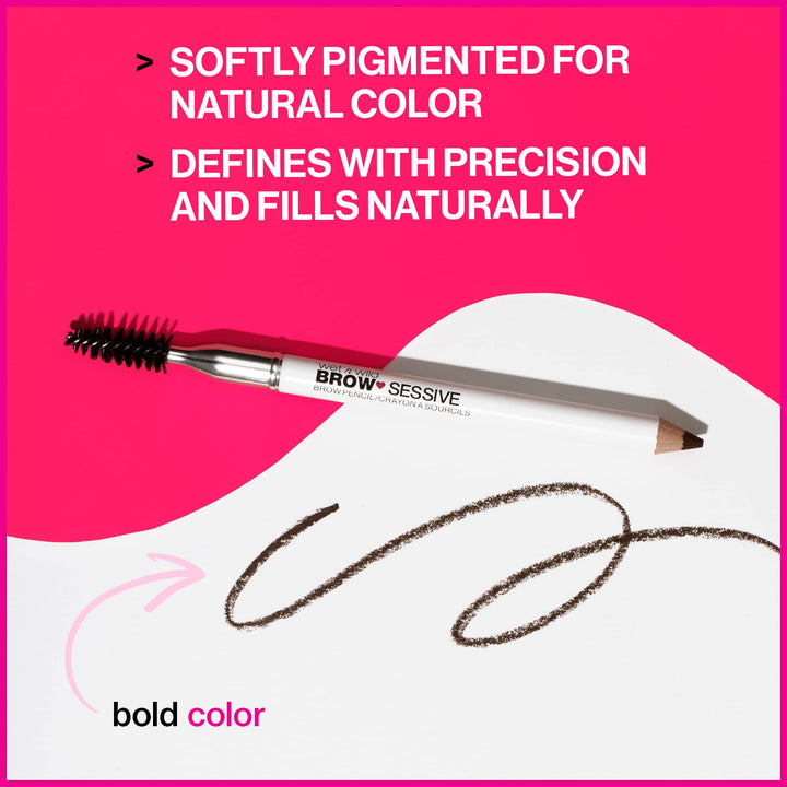 wet n wild Brow-Sessive Brow Pencil, Ultra-Precise Dual Ended Spoolie Brush for Perfect Buidlable Blendable Shaping, Natural Lasting Shades for Every Brow, Cruelty-Free & Vegan - Taupe(Packaged)