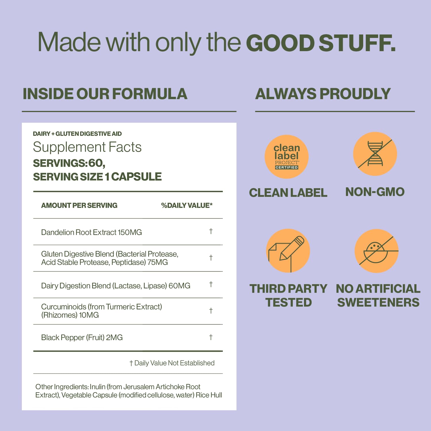 Hilma Digestive Enzymes for Women, Bloating Relief with Turmeric, Dandelion Root and Gluten Digestive Enzymes, Natural Gluten and Dairy Relief Pills, 60 Vegan Capsules