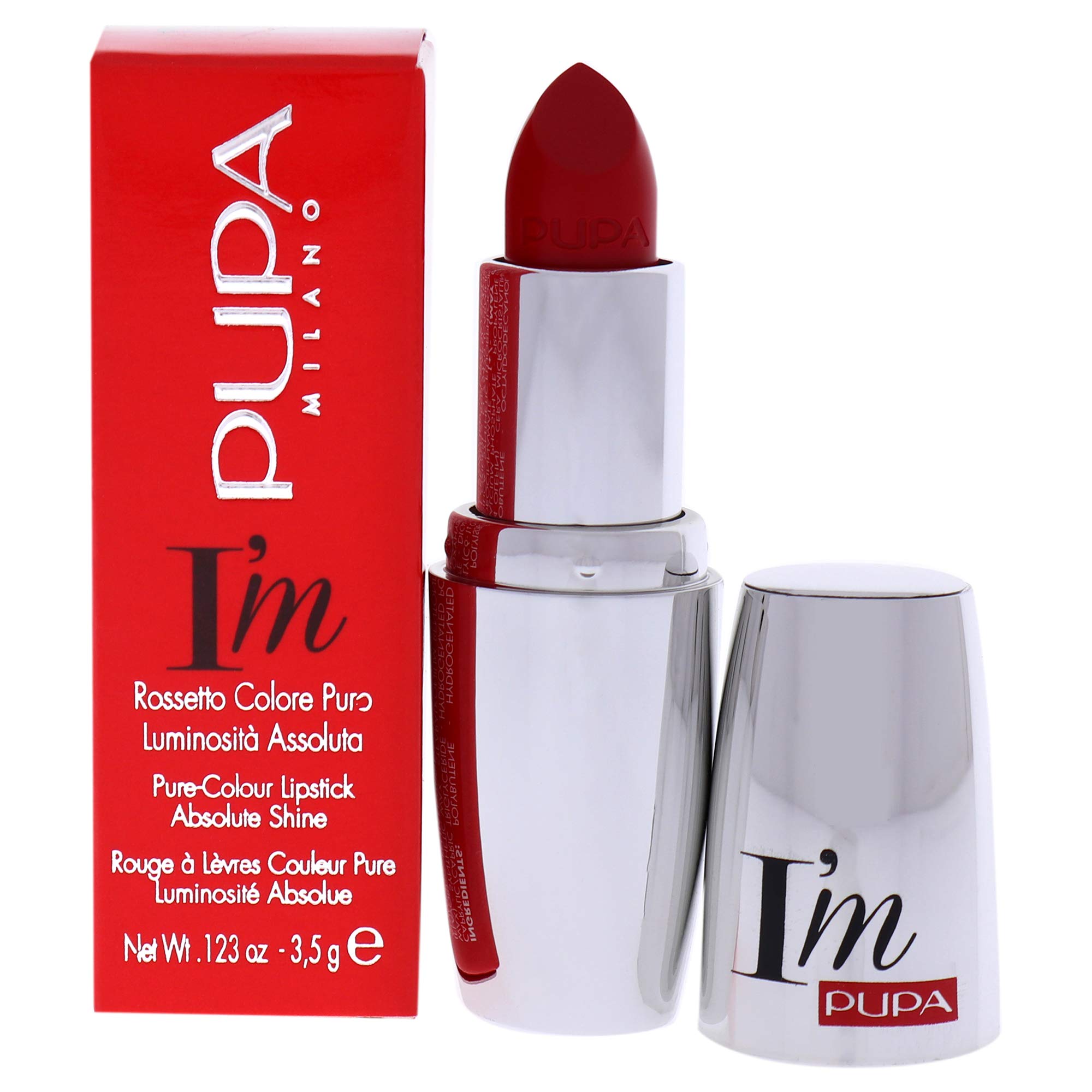 PUPA Milano I Am Pure-Colour Lipstick - Intense Color And Absolute Brightness - High Concentration Of Pigments - Lightweight And Flawless - Melts Perfectly On Lips - 303 Flamboyant Orange - 0.123 OZ