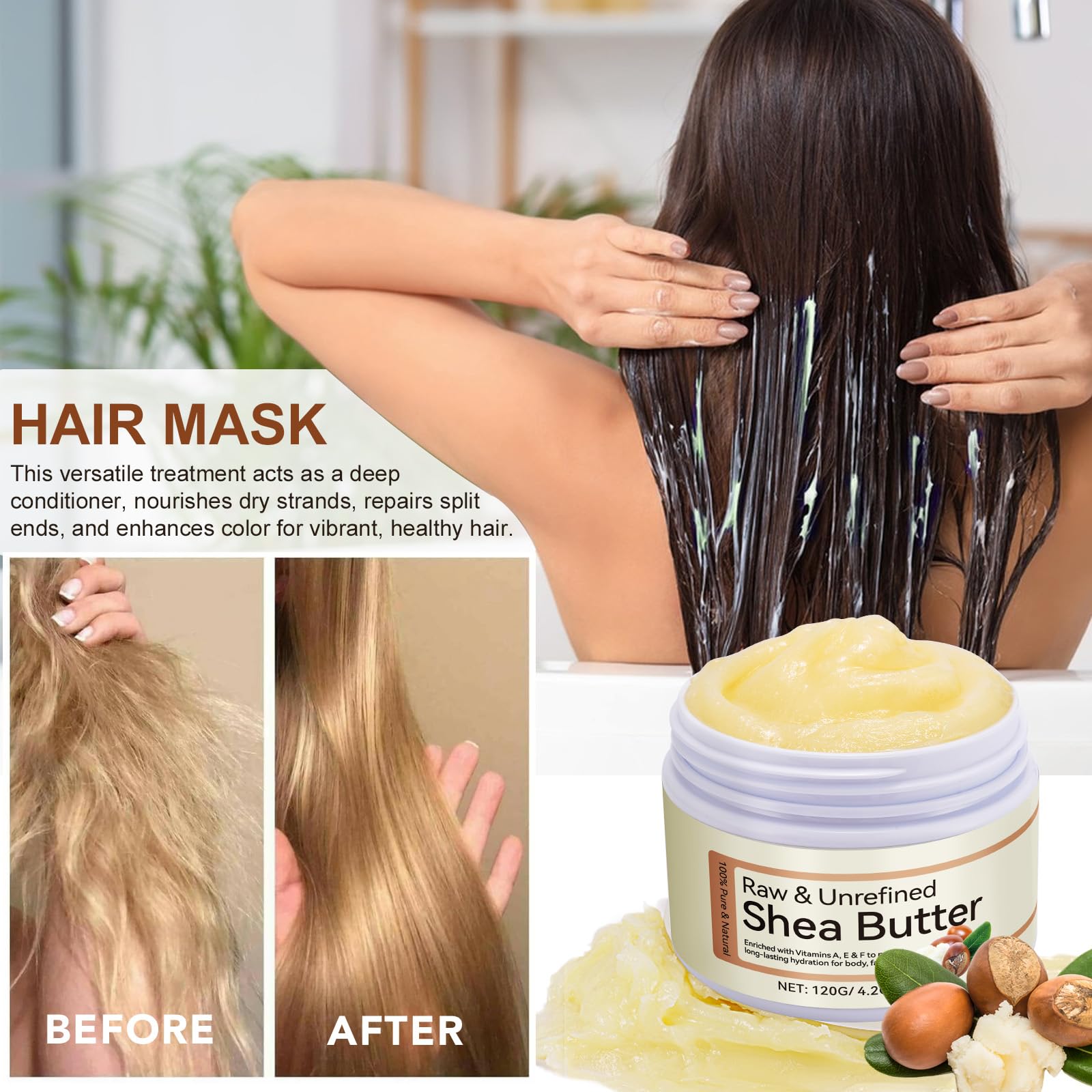 African Shea Butter 4.2oz Ivory Grade A Pure Natural Raw & Unrefined Body Butter for Dry and Cracked Skin - Moisturizing Shea Butter - Deep Nourishing Body Hair and Face