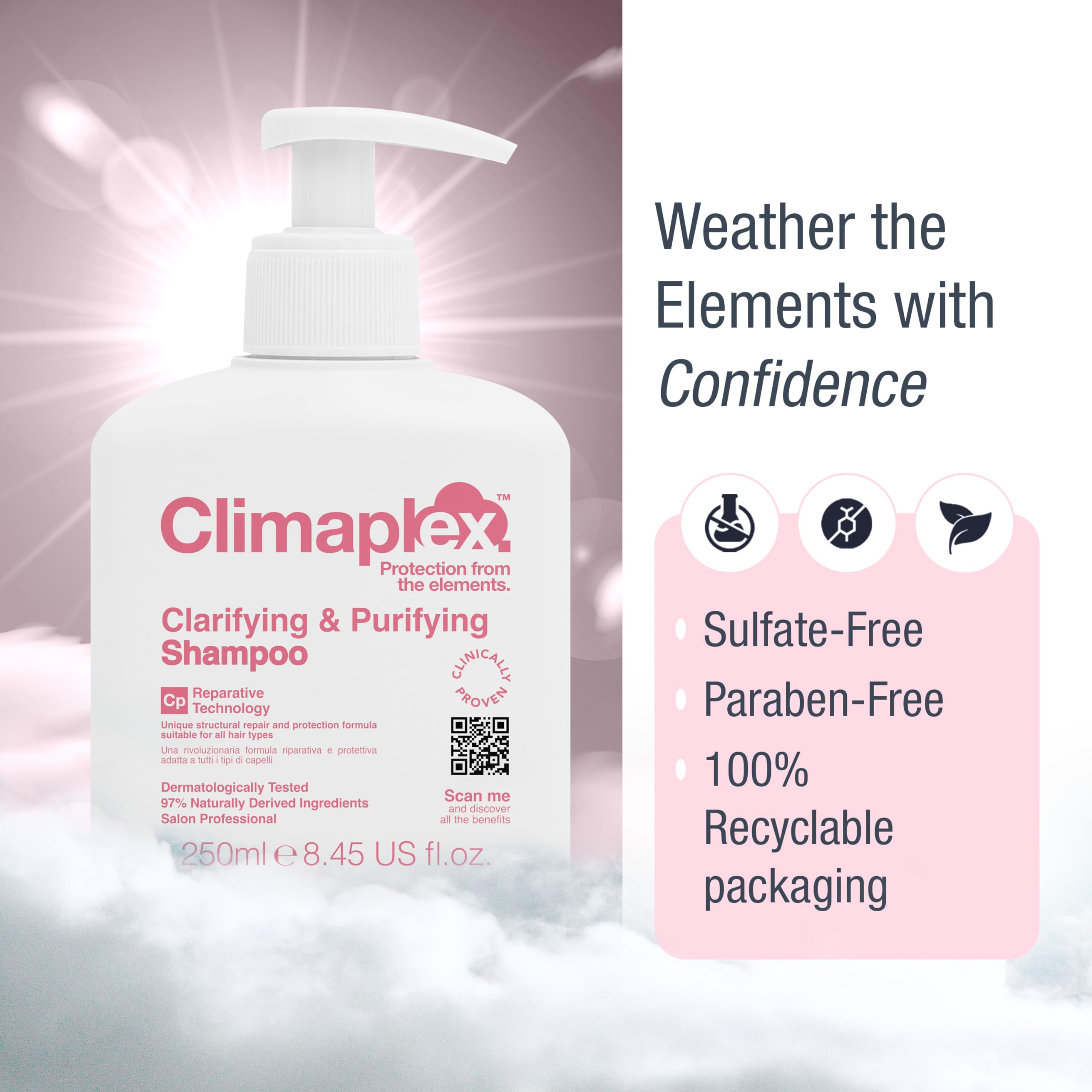 Climaplex Clarifying and Purifying Shampoo - Refreshing and Soothing Properties - Perfect for Deeply Cleansing and Detoxifying Your Scalp - Adds Shine and Volume - Provides Healthy Growth - 8.45 oz