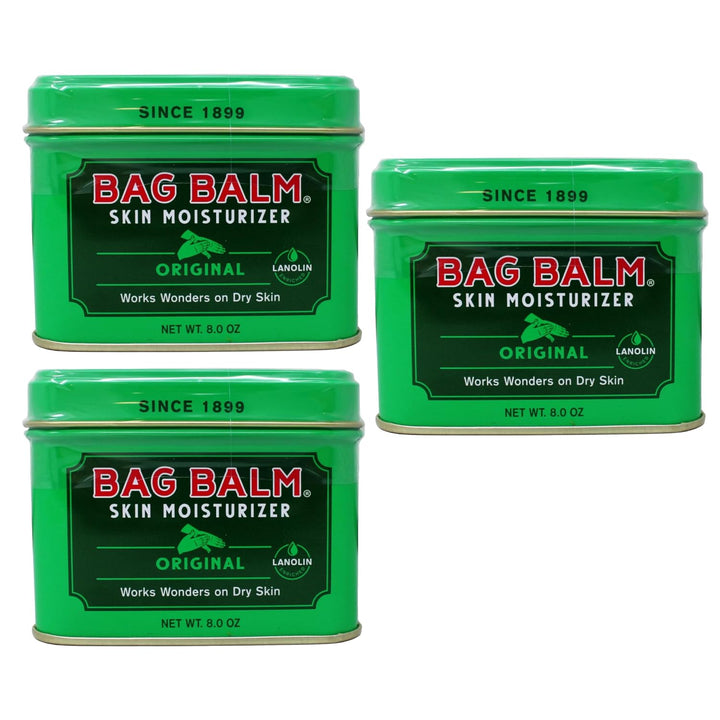 Bag Balm Vermont's Original Hand Moisturizer, Hand Balm for Dry Skin, Cracked Hands, Heels & Dry Hands Treatment, For Dogs and More Ointment, Lotion - 8oz Tin, 3 Pack