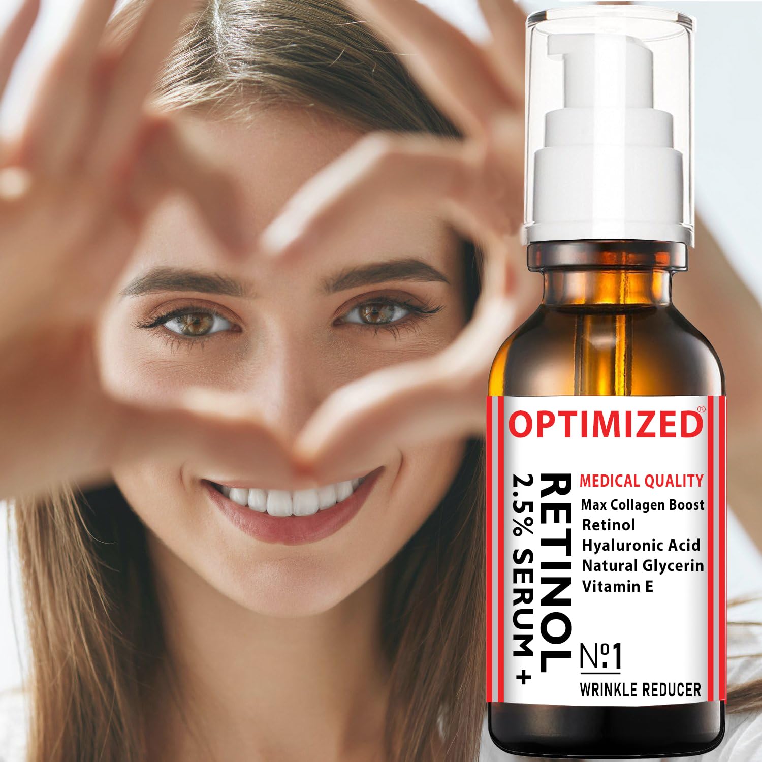 Retinol Serum 2.5% with Hyaluronic Acid, Glycerin, Vitamin E - Reduce Wrinkles, Fine Lines, Even Skin.