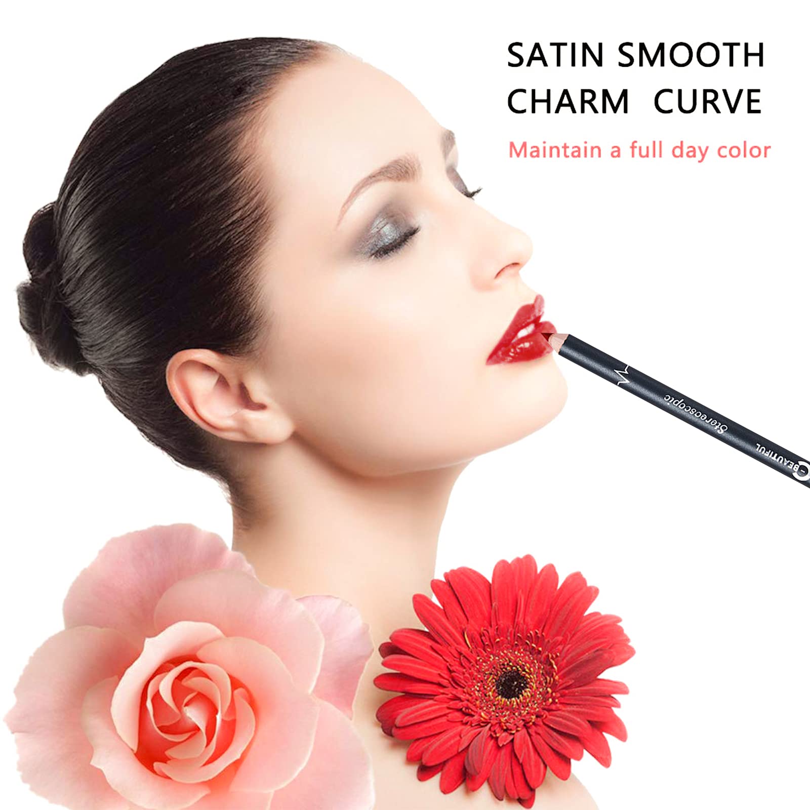 DC-BEAUTIFUL Profiling and Beauty Waterproof Non-Marking Matte Velvet Lip Liner Pencil Lipstick - Set of 12 Colours