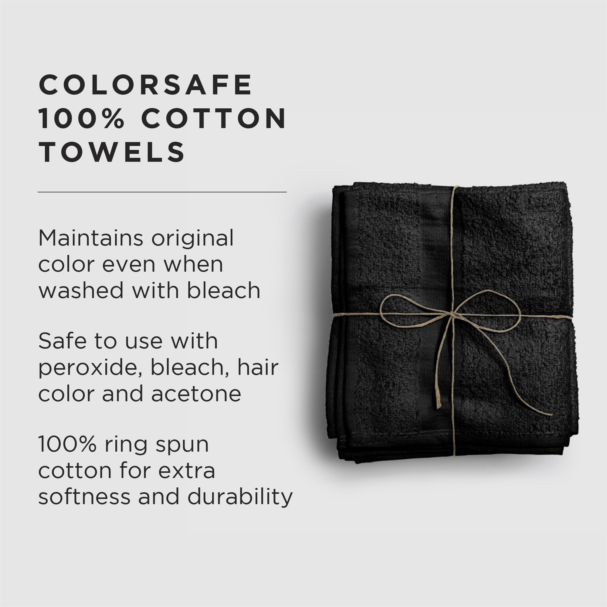 FROMM COLOR STUDIO BLACK COLORSAFE COTTON TOWEL 12 PACK