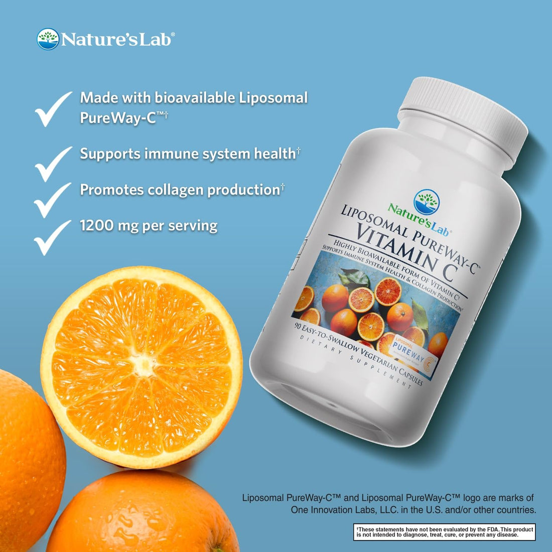 Nature's Lab Liposomal PureWay-C® Vitamin C - Supports Immune Health & Collagen Production* - 90 Capsules