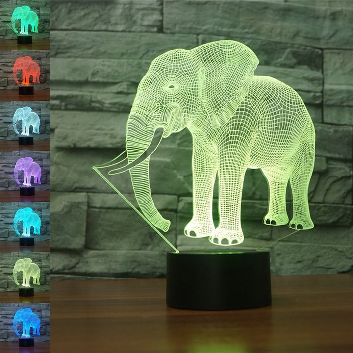 WMH Elephant 3D Lamp Illusion Night Light, 7 Color Changing Touch Switch Table Desk for Nursery/Decor/Living Room, 7 Colors Changing Elephant Toy and Gift for Kids/Birthday
