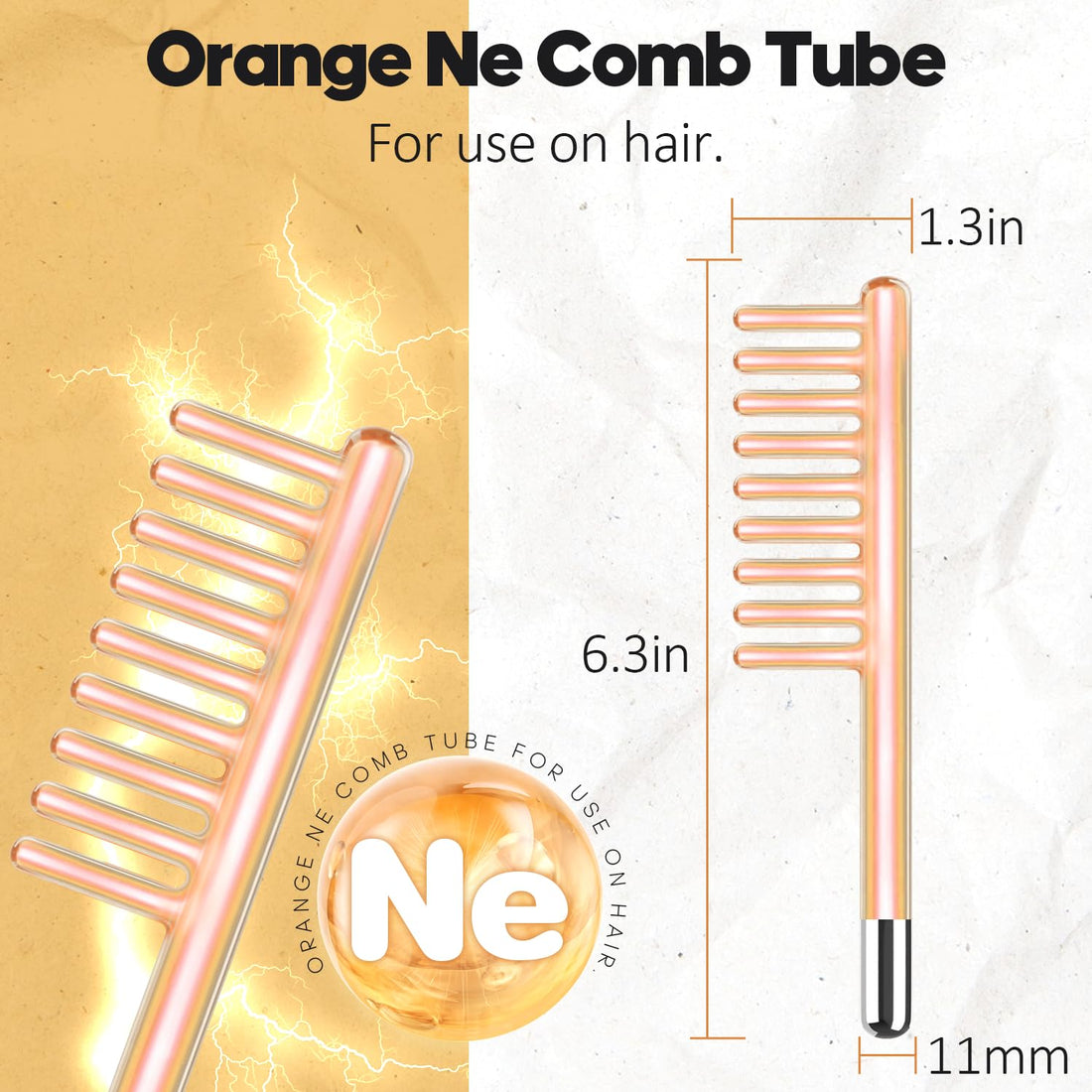 Comb Glass Tube Replacement for TUMAKOU Facial Wand - Orange Accessory