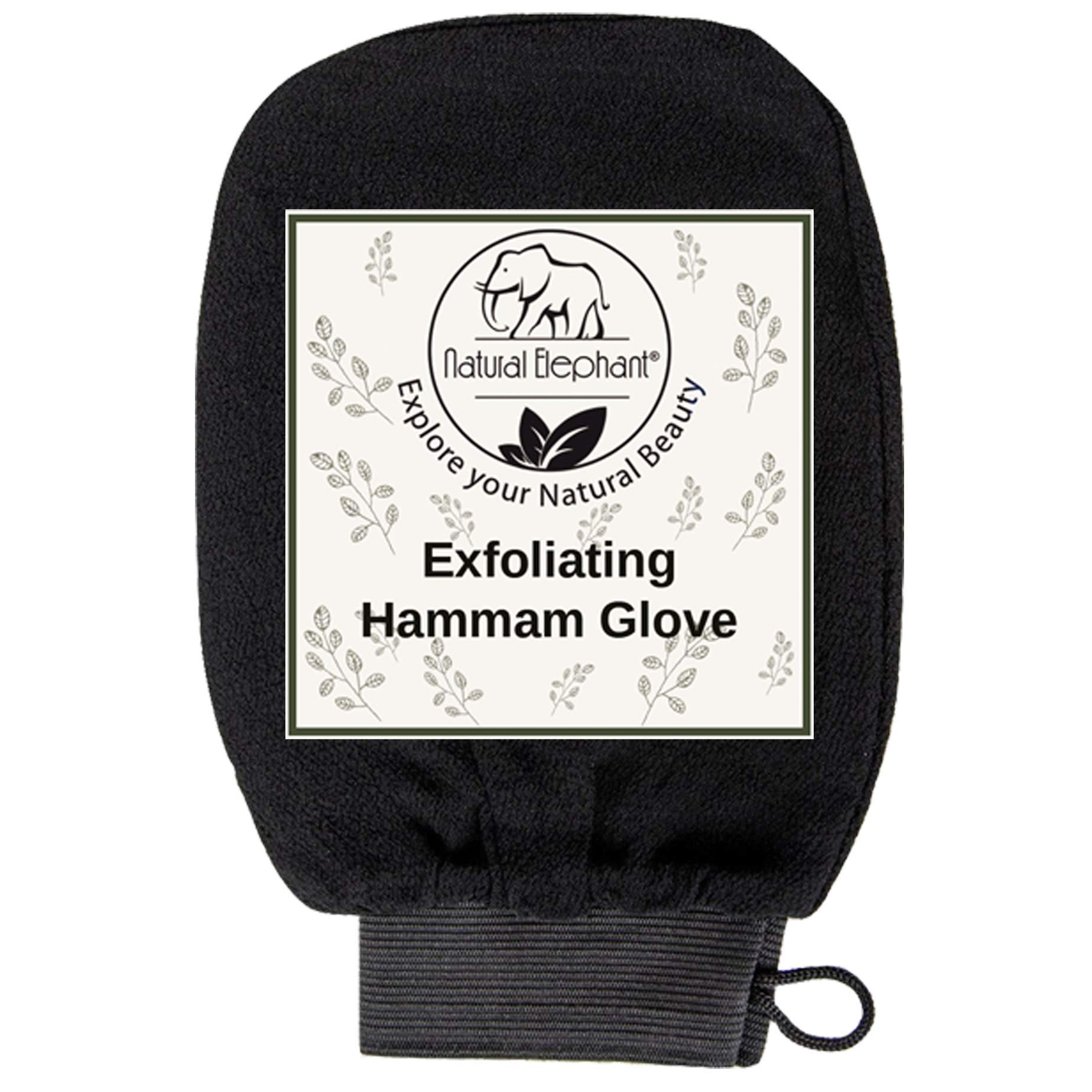 Natural Elephant Exfoliating Hammam Glove - Face and Body Exfoliator Mitt (Black, Brown and Orange (Pack of 3))
