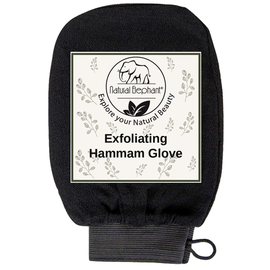 Natural Elephant Exfoliating Hammam Glove - Face and Body Exfoliator Mitt (Black, Brown and Orange (Pack of 3))