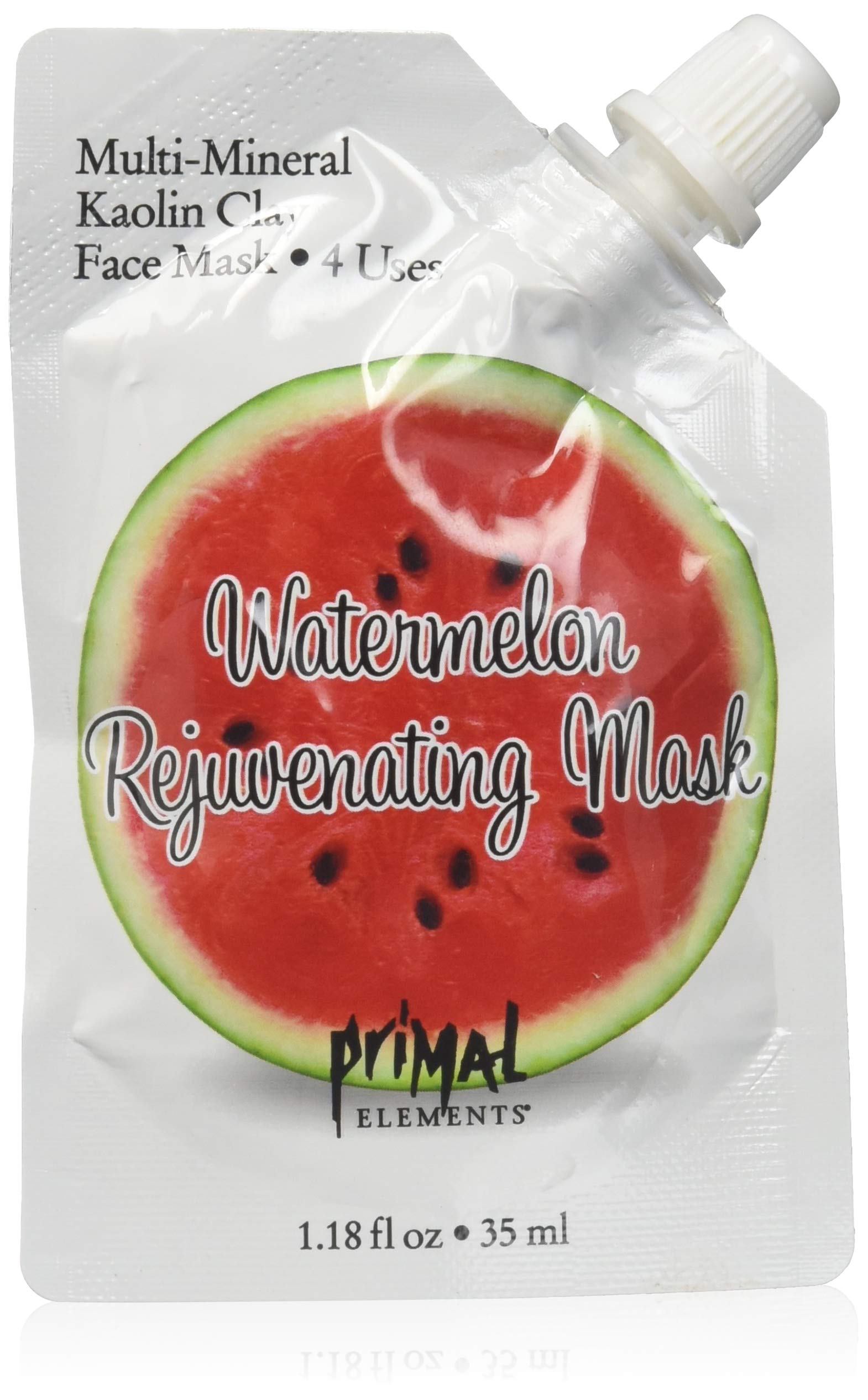Watermelon Rejuvenating: Primal Elements Clay Face Mask, Detoxing Multi-Mineral Treatment, Multi-Use Package, 1.18 Ounces - Watermelon Rejuvenating
