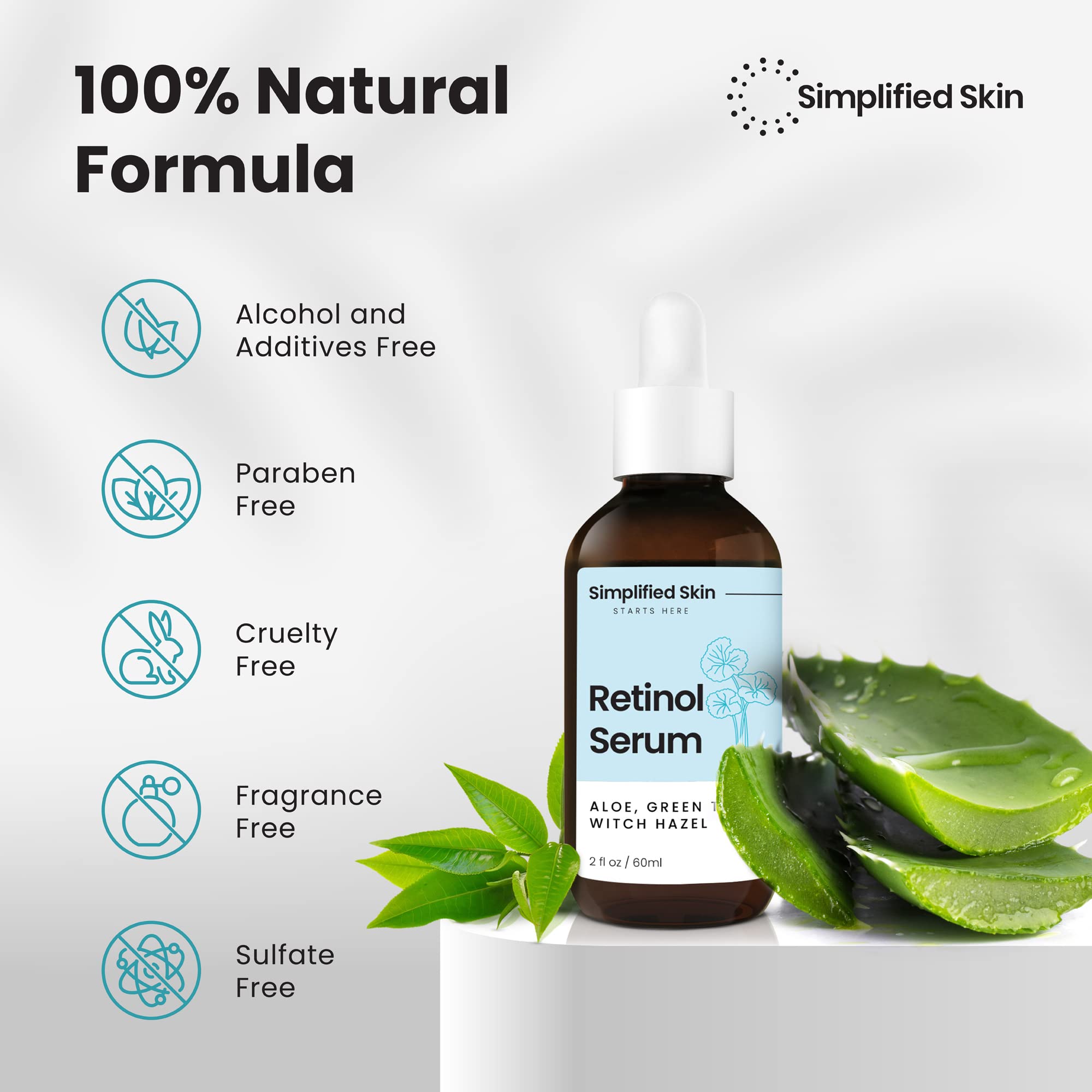Retinol Serum for Face - Anti Aging Retinol with Hyaluronic Acid Face Serum for Acne Marks and Skin Texture Smoothing Fine Lines & Wrinkles - 2.5% Retinol Facial Serum for Day & Night - 2 Fl Oz