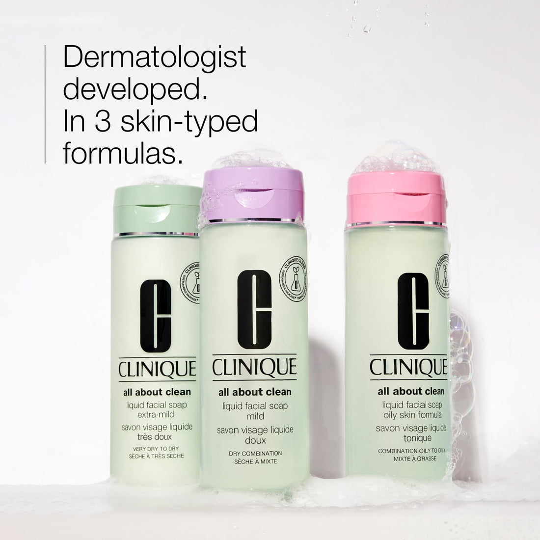 Clinique 3-Step All About Clean Liquid Facial Cleanser Soap | Face Wash For Oily Skin | Types 3 + 4, 6.7 Fl Oz