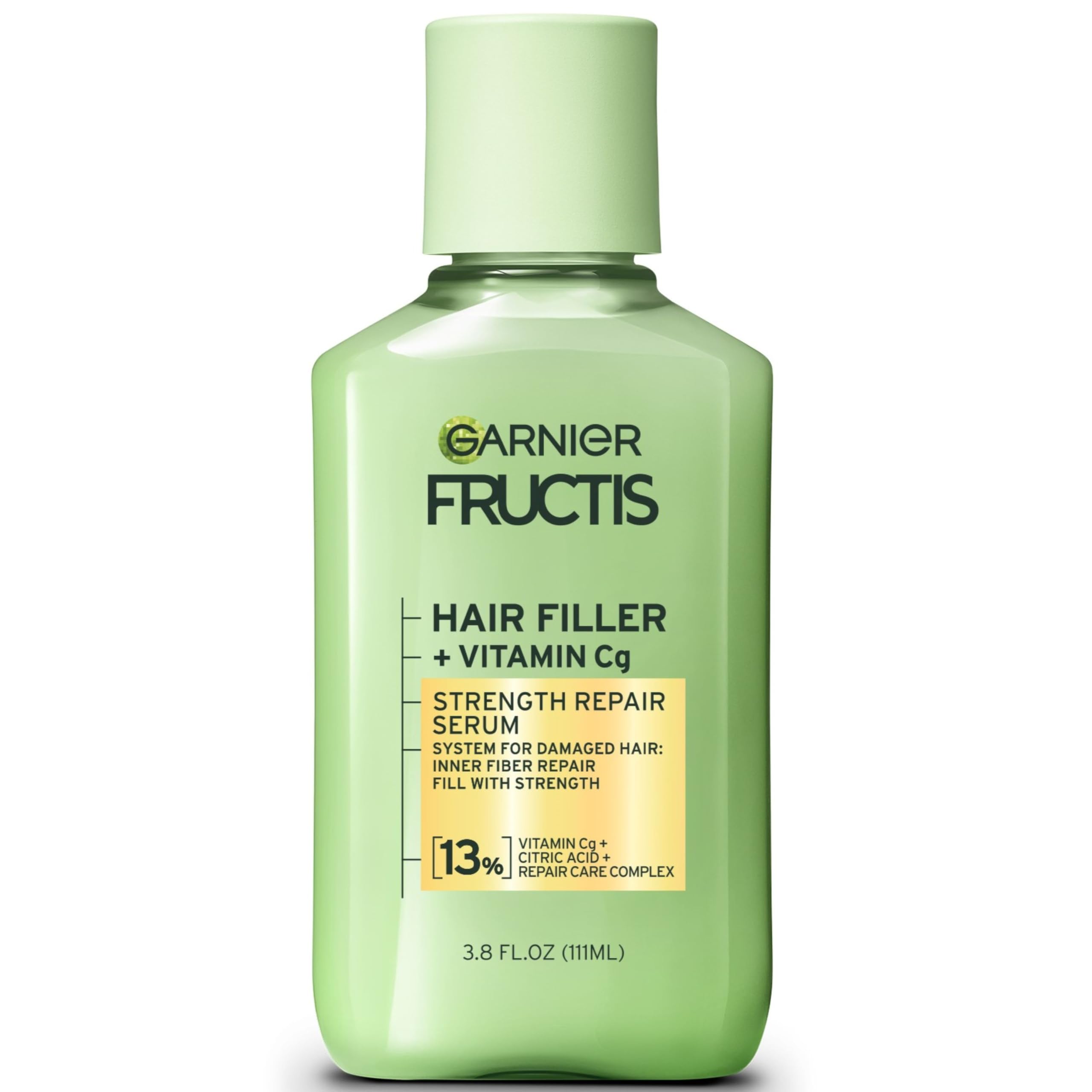Garnier Fructis Hair Filler Strength Repair Serum Treatment with Vitamin Cg, Hair Serum for Weak, Damaged Split Ends, 3.8 Fl Oz, 1 Count