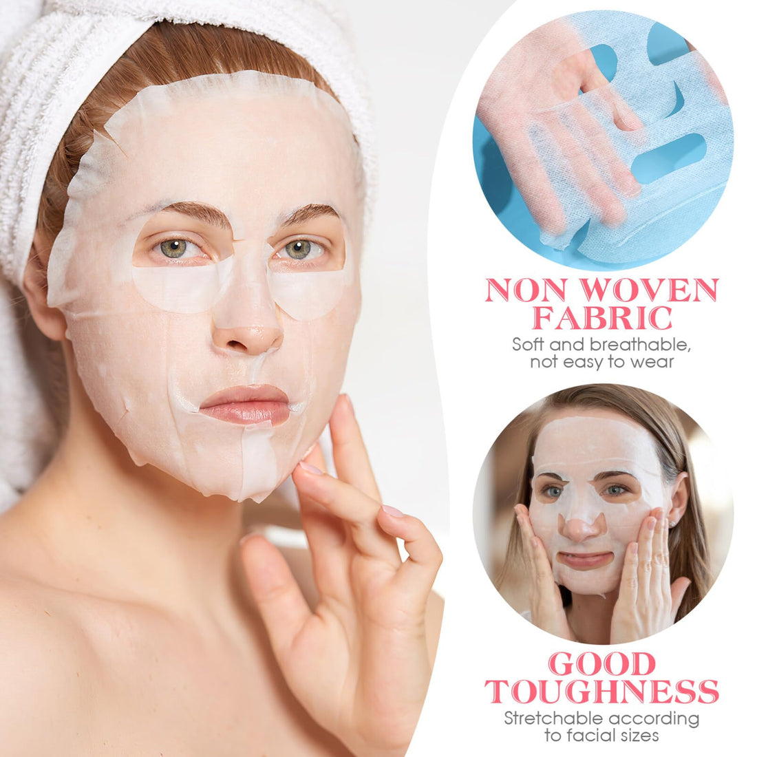 Frcolor 100 Pcs Enlarged Cotton Facial Mask Sheets DIY Cosmetic Face Skin Care Mask