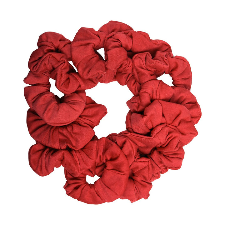 12 Pack Solid Hair Ties Scrunchies - Red