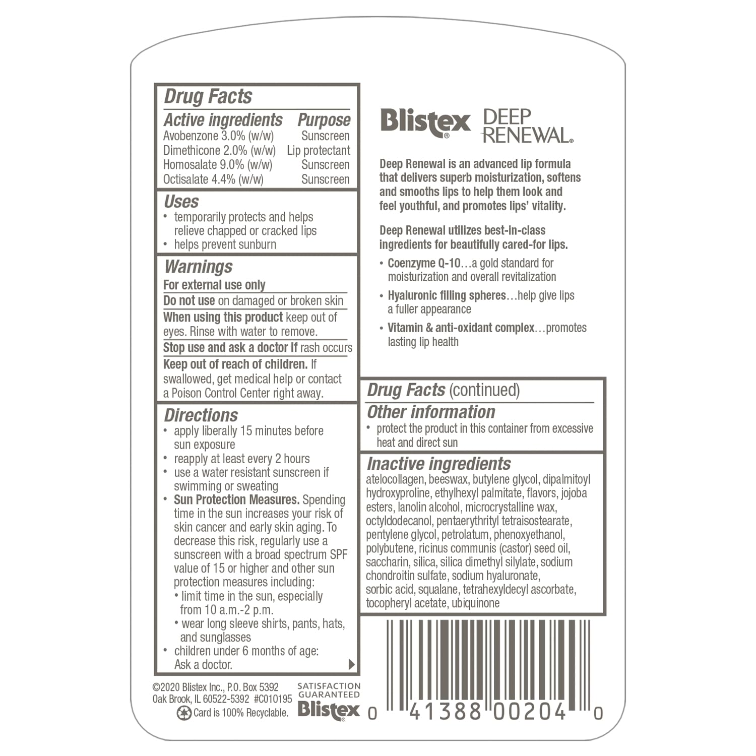 Blistex Deep Renewal Lip Protectant, SPF 15 0.15 oz (Pack of 3)