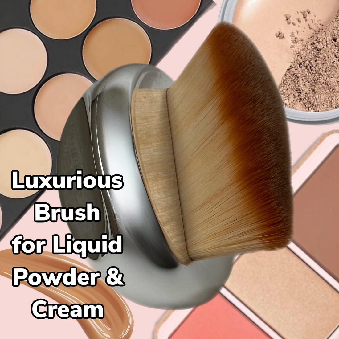 Narrow Foundation Brush Palm Makeup SOFT Kabuki Dome Shaped Face Body Shimmer Oil SPF Blush Bronzer Highlighter Blending Self-Tanner Buffing Liquid Powder Cream Streak-Free Cosmetic Application