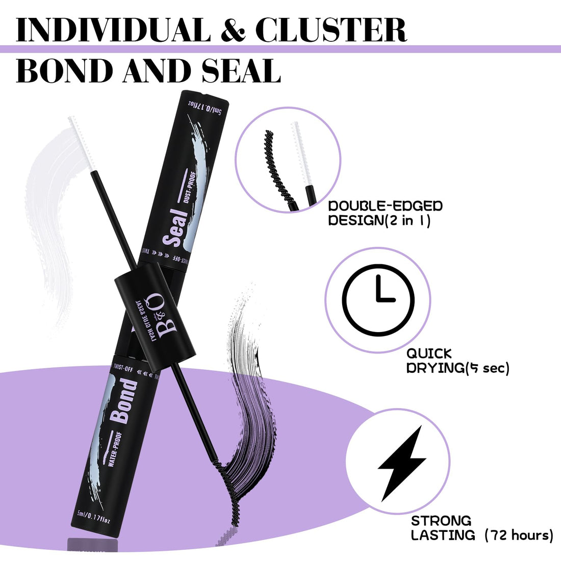 B&Qaugen Lash Cluster Kit Lash Extension Kit 280 PCS Individual Eyelash 40D-D-9-16MIX Cluster Eyelash Glue, Seal, Remover(40D-D-9-16MIX)