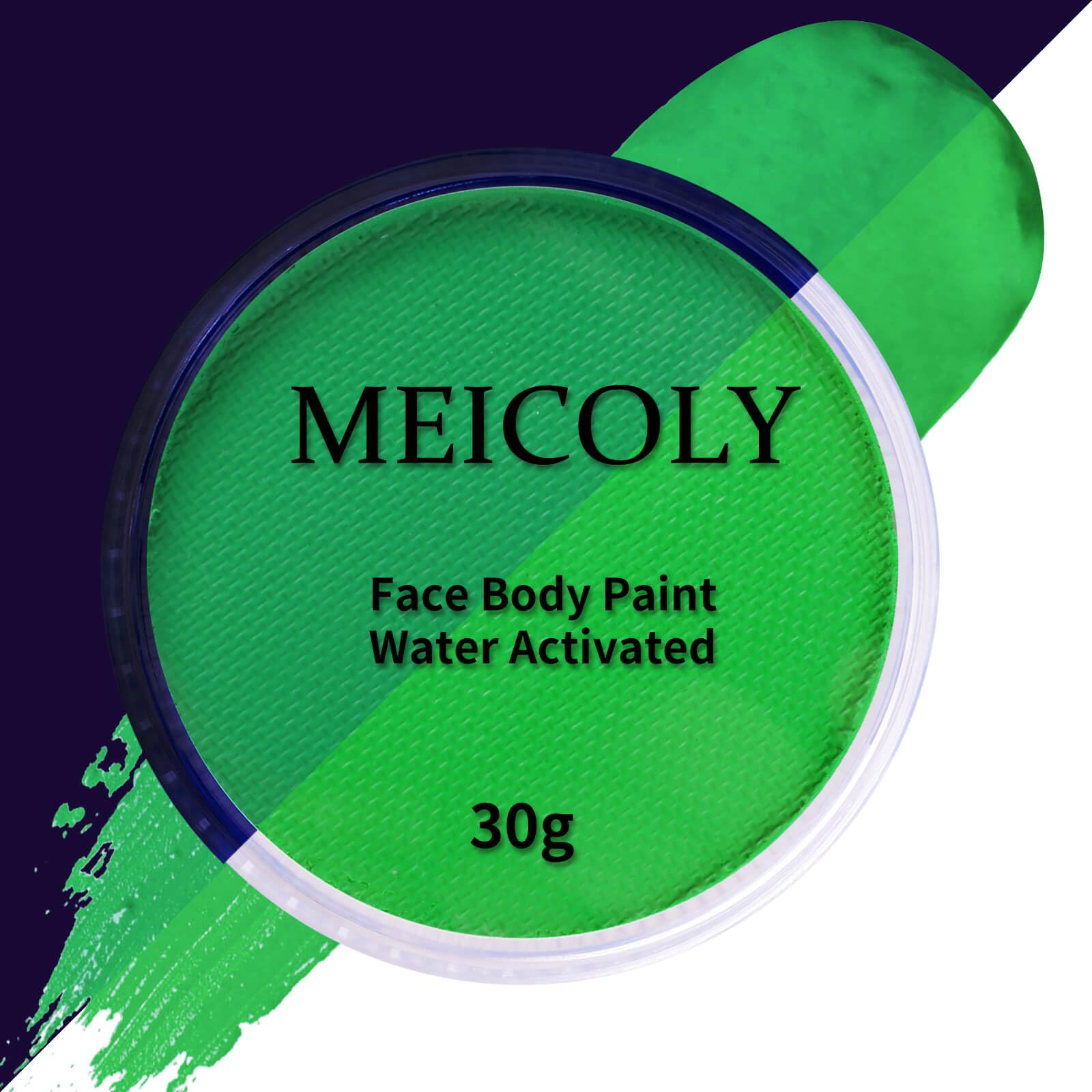 MEICOLY Neon Green Face Paint,Glow in The Dark Body Paint,Fluorescent Single Color Water Activated Eyeliner,1.05oz,Neon Green/UV Green