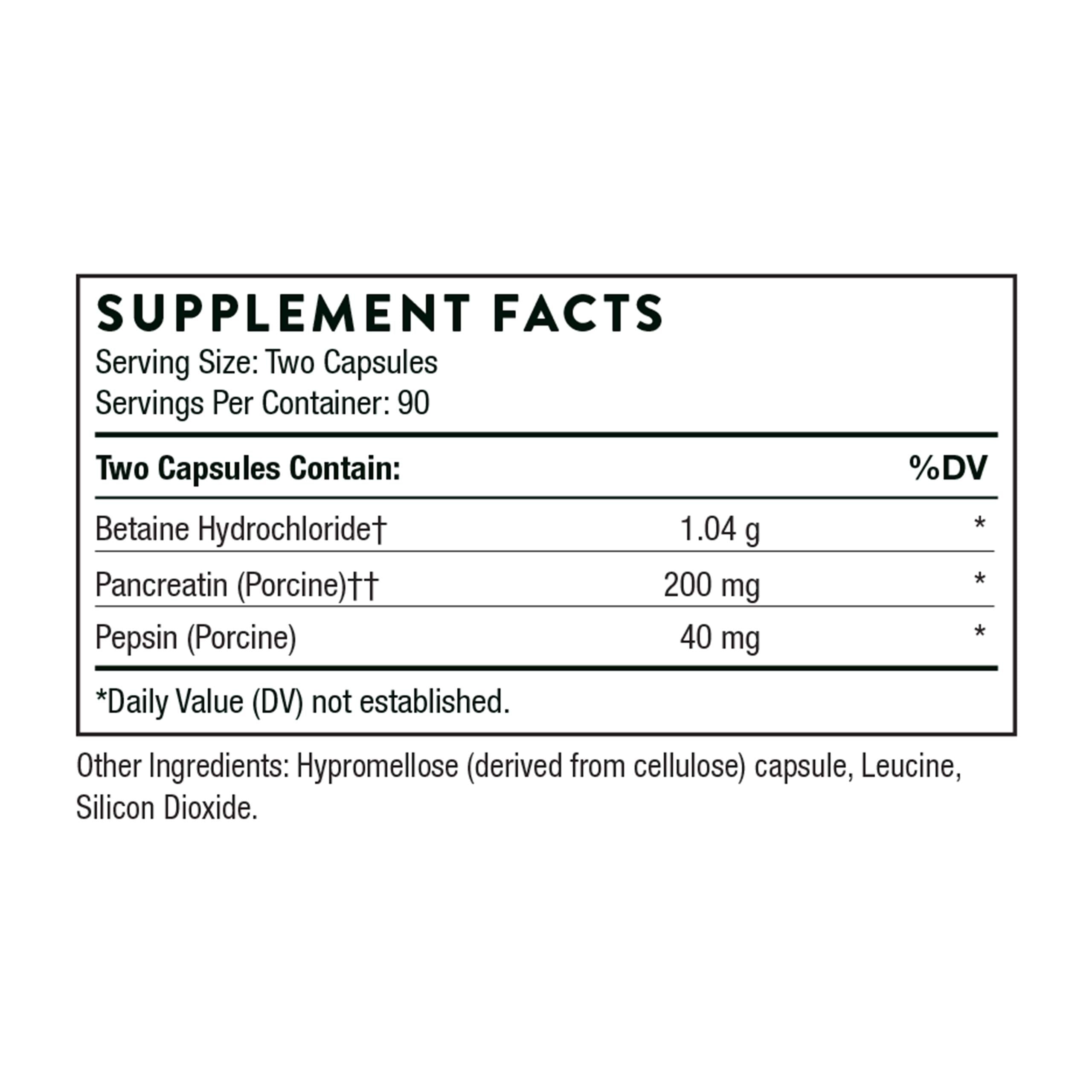 THORNE Multi Enzyme (Formerly B.P.P.) - Betaine, Pepsin, Pancreatin - Comprehensive Blend of Digestive Enzymes to Support Normal Digestion - Dairy-Free - 180 Capsules - 90 Servings