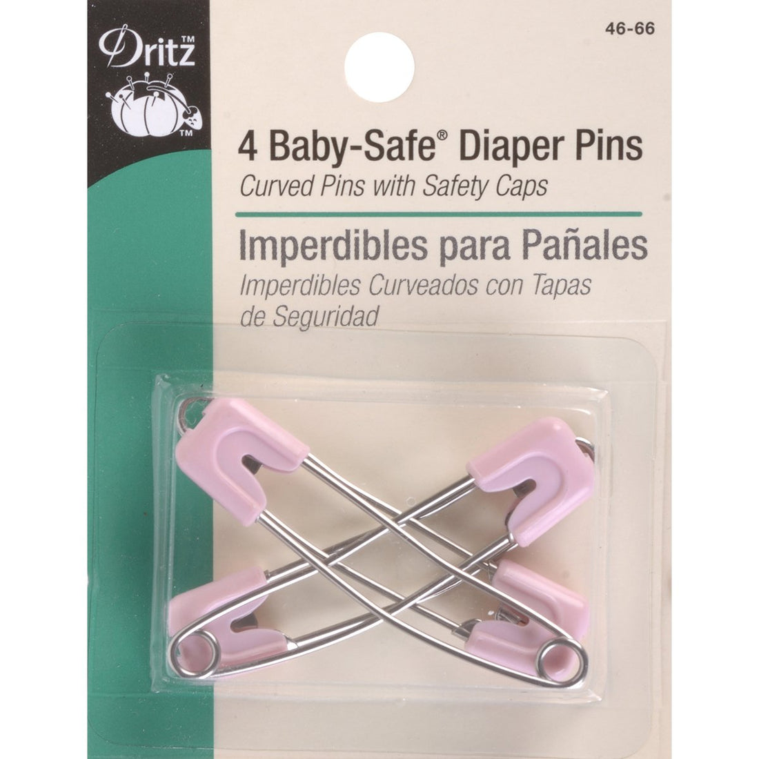 Dritz Pastel Baby-Safe, 4 Count, Assorted Colors Diaper Pins