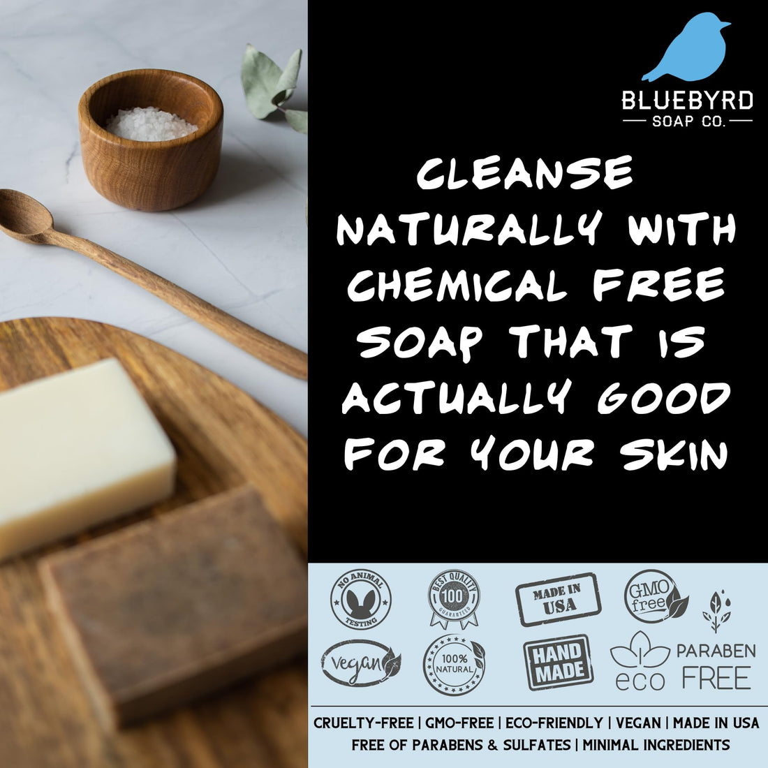 Bluebyrd Soap Co. Rosemary Frankincense + Mint Natural Soap Bar | Herbal Bar Soap -Naturally Scented With Essential Oils | USA Handmade Vegan Face & Body Wash Bar for Women & Men (Rosemary)