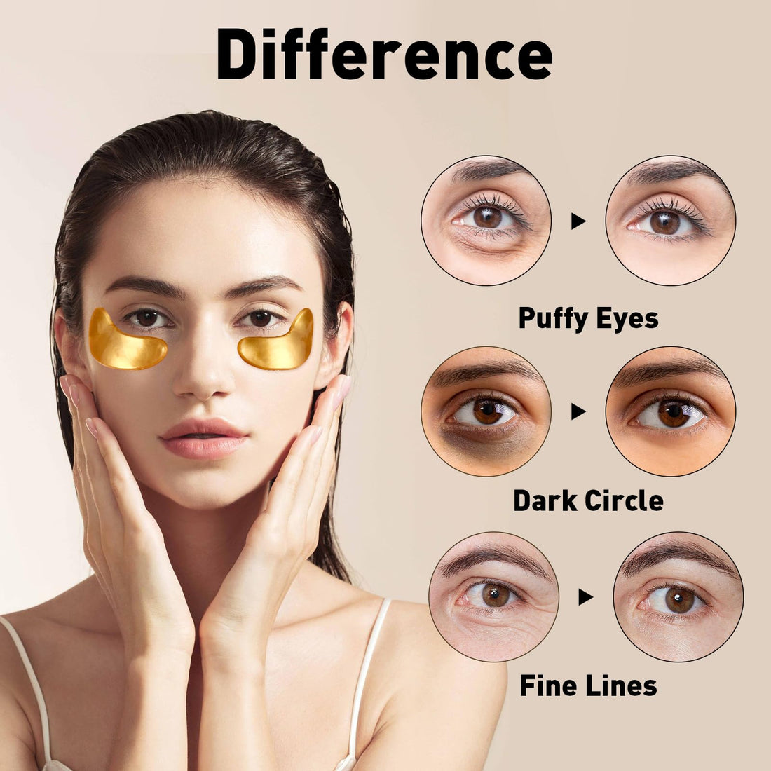 CHMI Under Eye Patches (50 Pairs) - 24K Gold Eye Patches for Puffy Eyes, Dark Circles, Eye Bags and Wrinkles, Collagen Skin Care Products, Beauty & Personal Care