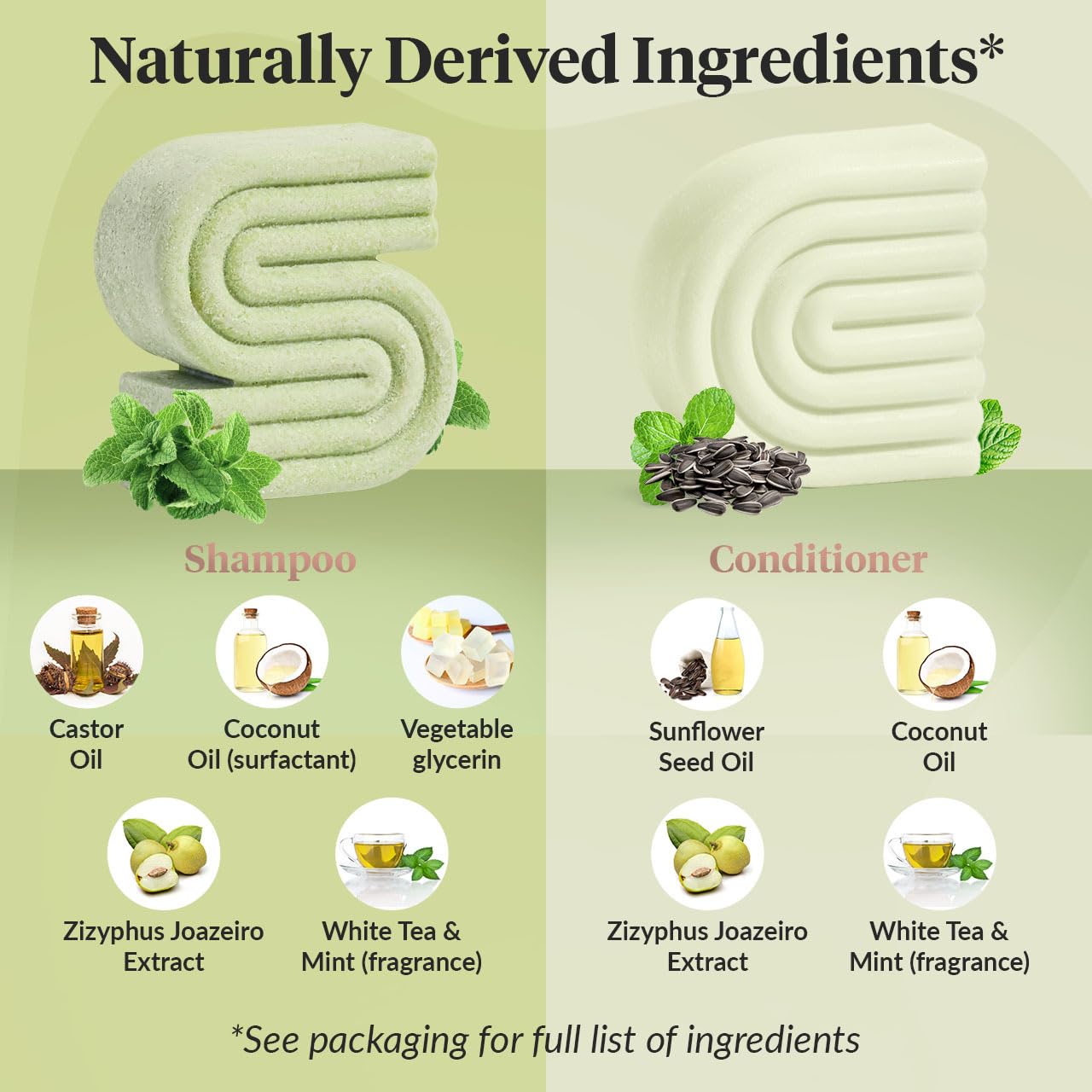 Kitsch Tea Tree & Mint Shampoo and Conditioner Bar Set, Hair Color Safe, Zero Waste, Vegan, Eco Friendly, Made in US, For All Hair Types, Paraben Free & Sulfate Free - 2pcs