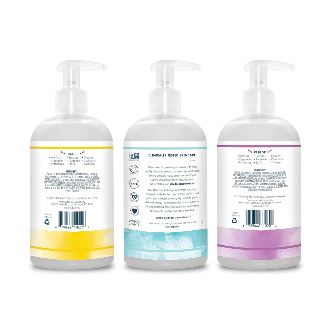 Kirk's Odor Neutralizing Hydrating Hand Soap, 12 fl oz (Variety Pack, 4)