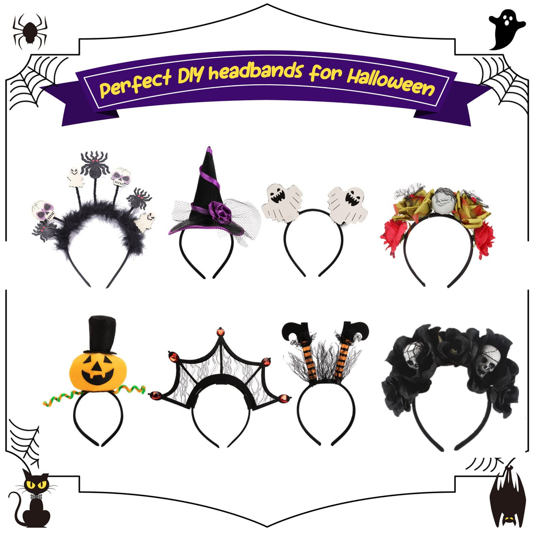 20Pcs Black: Candygirl Girls' Diy Satin Covered Headbands 1Cm Width 36Cm Circle Size (20Pcs Black)