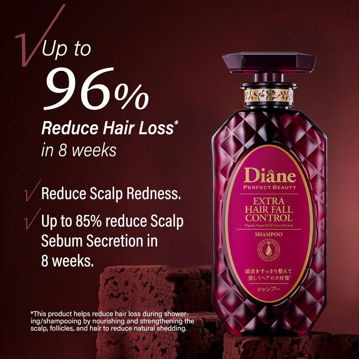 Moist Diane Keratin Shampoo for Hair Loss & Itchy Scalp Men & Women, Organic Shampoo with Argan Oil & Wasabi from Japan, Dry Scalp Solution for Hair Thickening, EXTRA HAIR FALL CONTROL, 15.2 Fl Oz